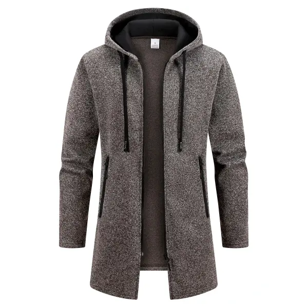 Men’s Hooded Polyester Jacket Regular Length Style Guide - coffee / S