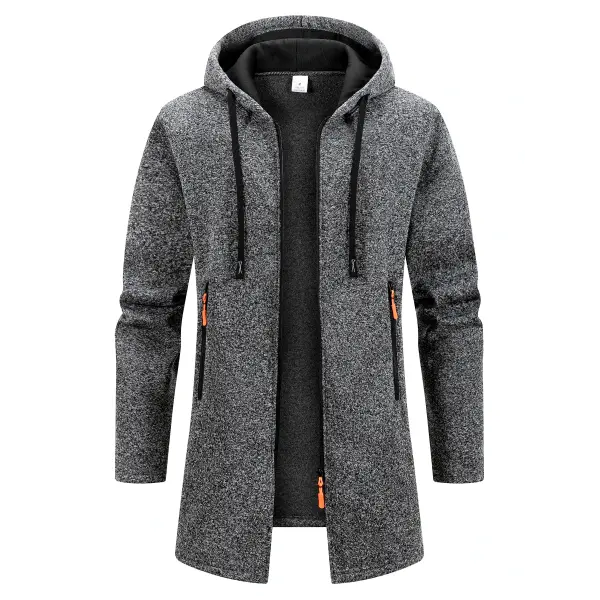 Men’s Hooded Polyester Jacket Regular Length Style Guide - Dark Grey / S