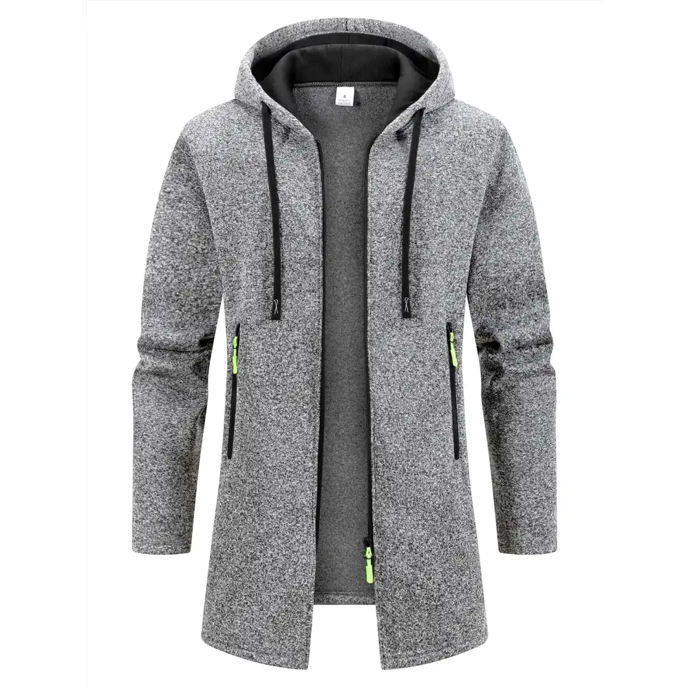 Men’s Hooded Polyester Jacket Regular Length Style Guide - light gray / S