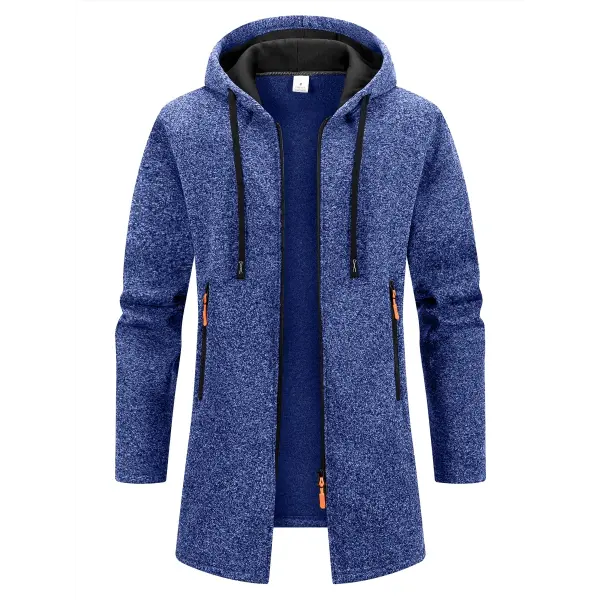 Men’s Hooded Polyester Jacket Regular Length Style Guide - Navy Blue / S
