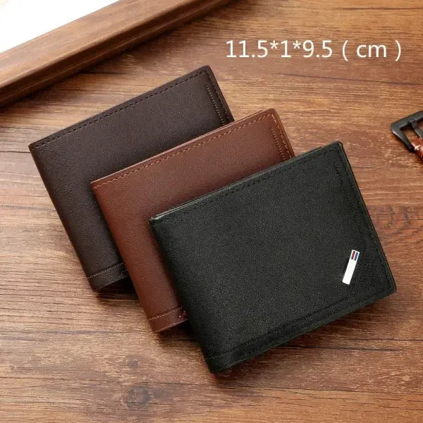 Unisex PU Leather Short Wallet Foldable with Note Compartment