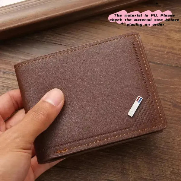 Unisex PU Leather Short Wallet Foldable with Note Compartment