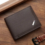 Unisex PU Leather Short Wallet Foldable with Note Compartment - Coffee
