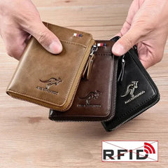 Men’s Leather Wallet – Business Card Holder, RFID Protection Zipper Purse, Luxury Wallet for Men - Himpall