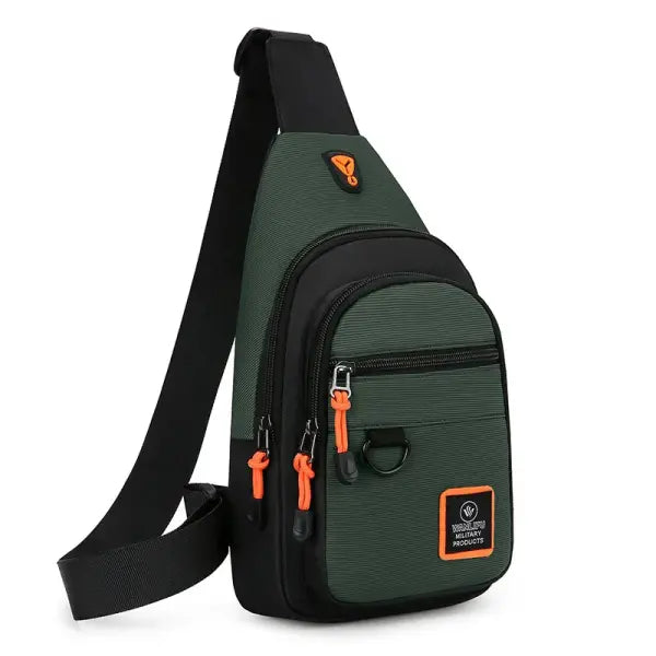 Waterproof Leisure Outdoor Hiking Bike Shoulder Bag with Silt Pocket - army green