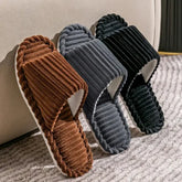 Men’s Open-Toe Home Slippers: Breathable Anti-Slip Silent Bedroom Shoes for Couples