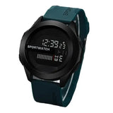 Men Sport Digital Watch LED Display Silicone Band Waterproof - dark blue