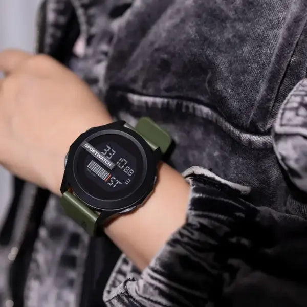 Men Sport Digital Watch LED Display Silicone Band Waterproof