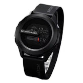 Men Sport Digital Watch LED Display Silicone Band Waterproof - black