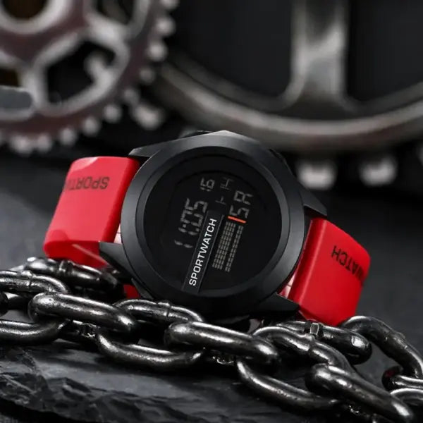 Men Sport Digital Watch LED Display Silicone Band Waterproof