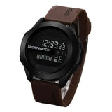 Men Sport Digital Watch LED Display Silicone Band Waterproof - brown