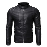 Men's Standing Collar Leather Jacket – Autumn Oversized Slim Fit PU Motorcycle Cycling Suit - Himpall