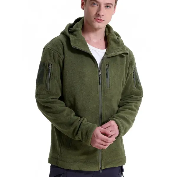 Men’s Tactical Fleece Jacket – Winter Hooded Military Outdoor Coat