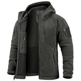 Men’s Tactical Fleece Jacket – Winter Hooded Military Outdoor Coat - Dark Grey / US XXL