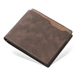 Leather billfold men cowhide wallet for luxury business style - Dark coffee-Two FOLD