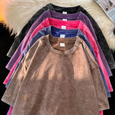 Men’s Washed Vintage T-Shirts Street Hip Hop Retro Punk T Shirt women Harajuku Casual Cotton Short Sleeve Acid Wash