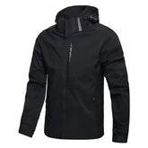 Mens waterproof rain jacket polyester hooded hiking - M / B4-49-6266hei