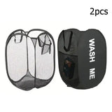 Mesh Pop-up Laundry Basket Laundry Basket Foldable Dirty Clothes Storage Basket Large Capacity Storage Basket - 2pcs