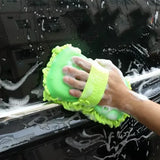 Microfiber Car Washer Sponge Cleaning Car Care Detailing Brushes Washing Towel Auto Gloves Styling Accessories - green