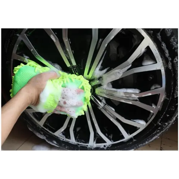 Microfiber Car Washer Sponge Cleaning Car Care Detailing Brushes Washing Towel Auto Gloves Styling Accessories - green