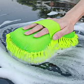 Microfiber Car Washer Sponge Cleaning Car Care Detailing Brushes Washing Towel Auto Gloves Styling Accessories - green