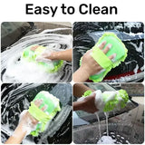 Microfiber Car Washer Sponge Cleaning Car Care Detailing Brushes Washing Towel Auto Gloves Styling Accessories - green