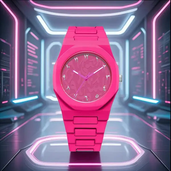 Arabic Numeral Quartz Watch with Stainless Steel Case and Rubber Band