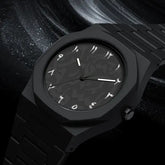 Arabic Numeral Quartz Watch with Stainless Steel Case and Rubber Band