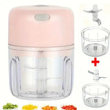 Mini Electric Chopper USB Rechargeable Garlic and Vegetable Chopper - Pink Set