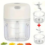 Mini Electric Chopper USB Rechargeable Garlic and Vegetable Chopper - White Set