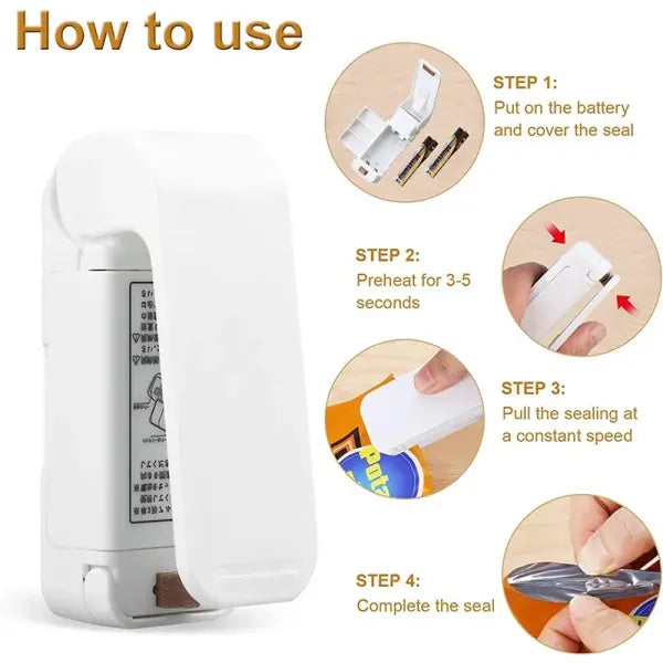 Bag Seal Machine Hand Held Thermal Plastic Food Freshness Sealer - white