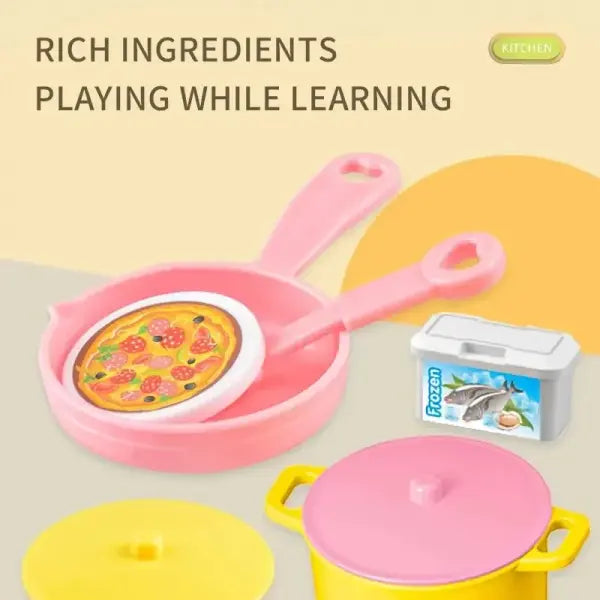 Mini Kitchen Counter DIY Simulated Cooking Play Set for Kids - Pink