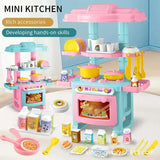 Mini Kitchen Counter Play Set DIY Simulated Cooking Food Tableware Play House Role Play Pretend Game Toy Gift Kid Boy