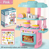 Mini Kitchen Counter DIY Simulated Cooking Play Set for Kids - Pink