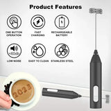 Mini Milk Frother USB Rechargeable Coffee Whisk – 3 Speeds Foam Maker - black / <0.5L