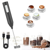 Mini Milk Frother USB Rechargeable Coffee Whisk – 3 Speeds Foam Maker - black / <0.5L