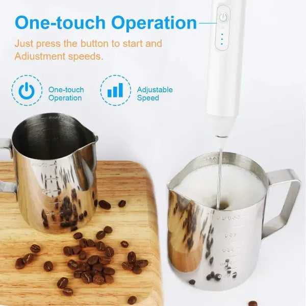 Mini Milk Frother USB Rechargeable Coffee Whisk – 3 Speeds Foam Maker - black / <0.5L