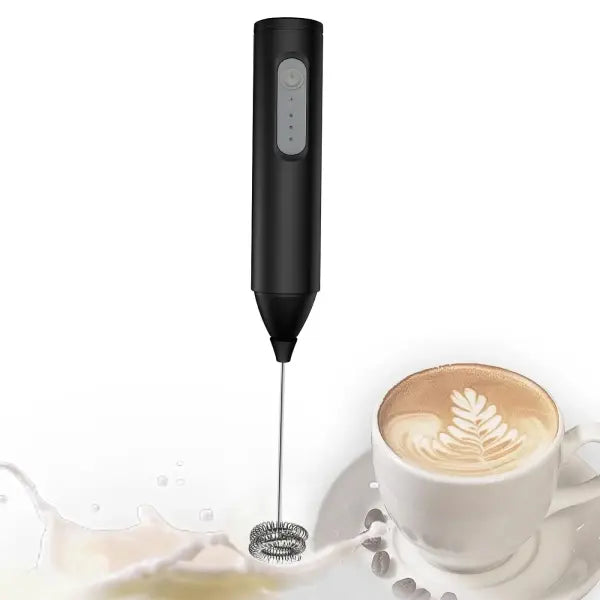 Mini Milk Frother USB Rechargeable Coffee Whisk – 3 Speeds Foam Maker - black / <0.5L