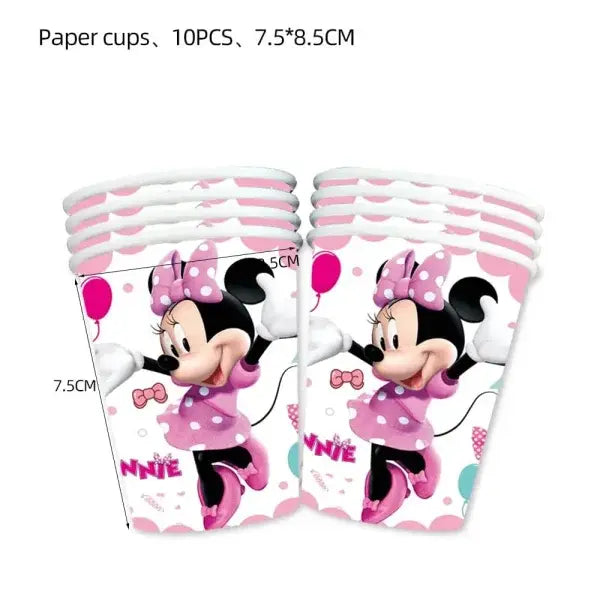 Minnie Mouse Decorations for Enchanting Disney Birthday Celebrations - 10pcs Cups