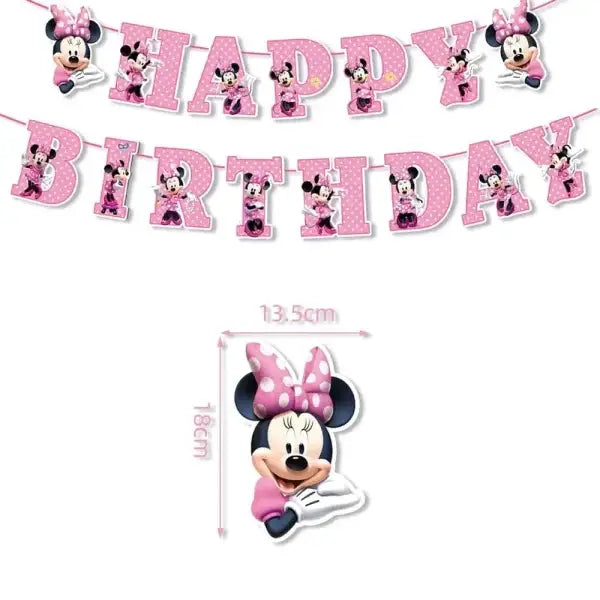Minnie Mouse Decorations for Enchanting Disney Birthday Celebrations - 1set HBD Banner