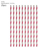 Set of 25 red and white striped straws for Minnie Mouse birthday