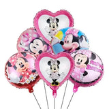 Minnie Mouse heart and round mylar balloons for birthday parties