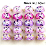 Set of 12 colorful Minnie Mouse decorations rings for Disney birthday parties