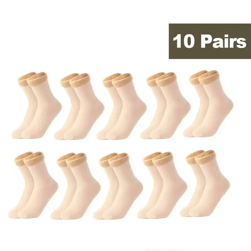 Miraly Women’s Thick Casual Low Tube Socks 10 Pair Pack - 10Pairs Beige