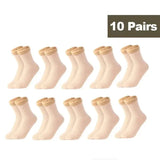 Miraly Women’s Thick Casual Low Tube Socks 10 Pair Pack - 10Pairs Beige