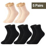 Miraly Women’s Thick Casual Low Tube Socks 10 Pair Pack - 5Pairs Black Beige