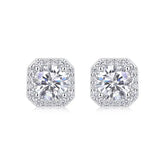 Mosan Diamond Rose Stud Earrings Silver Prohibited Sales Luxury Style - A pair of earrings - Earrings