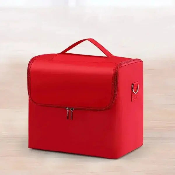 Multi-Layer Tool Kit Storage Case for Manicure and Cosmetics - Red