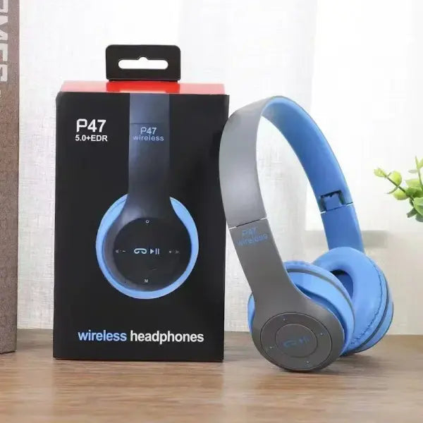 Foldable Wireless Bluetooth 5.0 Over Ear Headphones - Blue