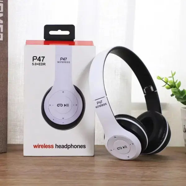 Foldable Wireless Bluetooth 5.0 Over Ear Headphones - WHITE